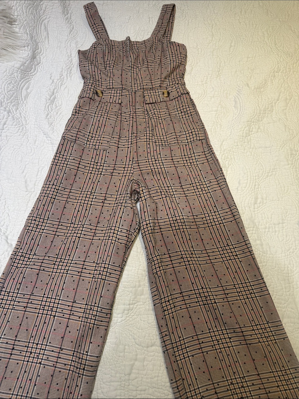 Checked Wide-Leg Jumpsuit in Pink